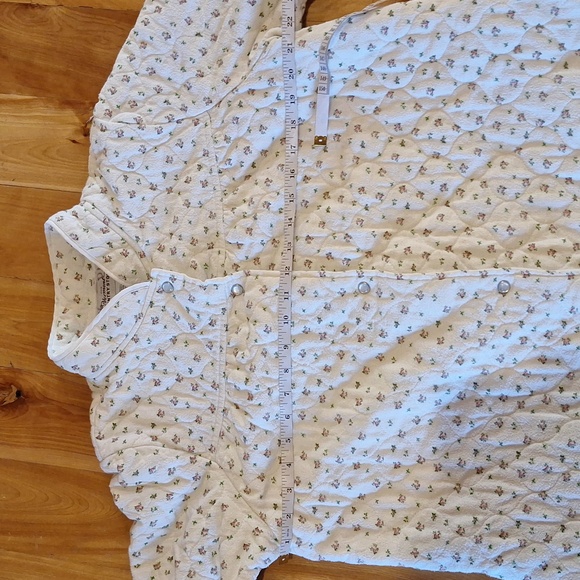 The Vermont Country Store Mini Floral Cotton Quilted House Coat Size M White - Picture 12 of 15